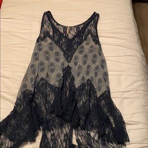 Blue Free people lace tank top